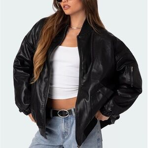 Edikted Oversized faux Leather Jacket